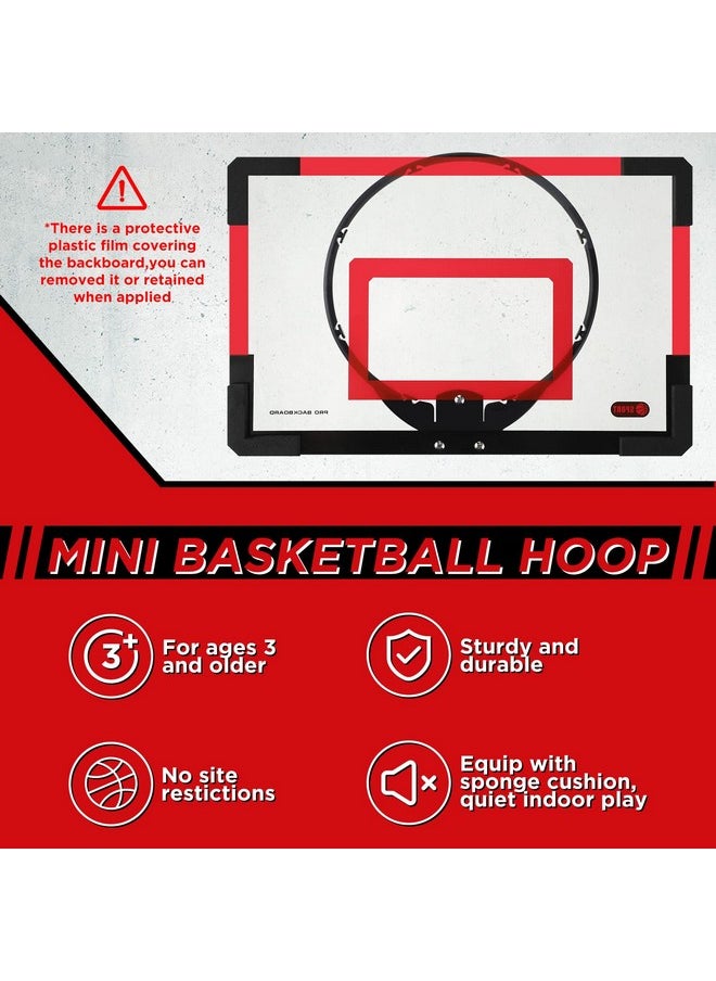 Sosation 2 Pcs Mini Basketball Hoop with 4 Basketball, Sticky Hook, Pump, Indoor No Drilling Basketball Hoop Decompress Game for Christmas Kid Adult Gift(Classic Style)