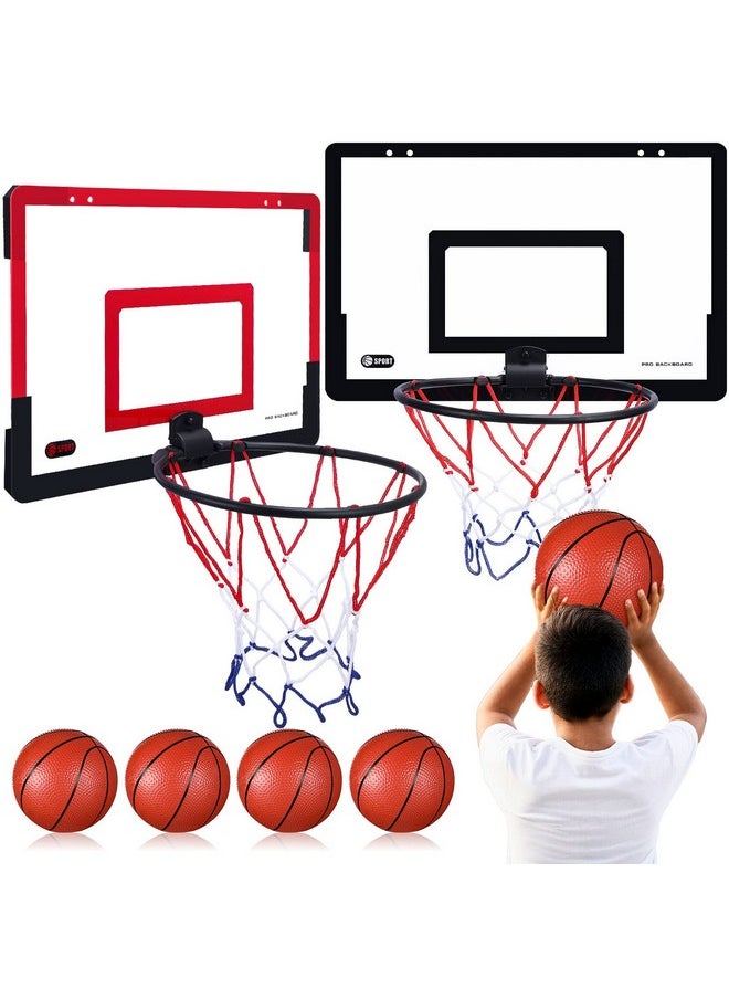 Sosation 2 Pcs Mini Basketball Hoop with 4 Basketball, Sticky Hook, Pump, Indoor No Drilling Basketball Hoop Decompress Game for Christmas Kid Adult Gift(Classic Style)