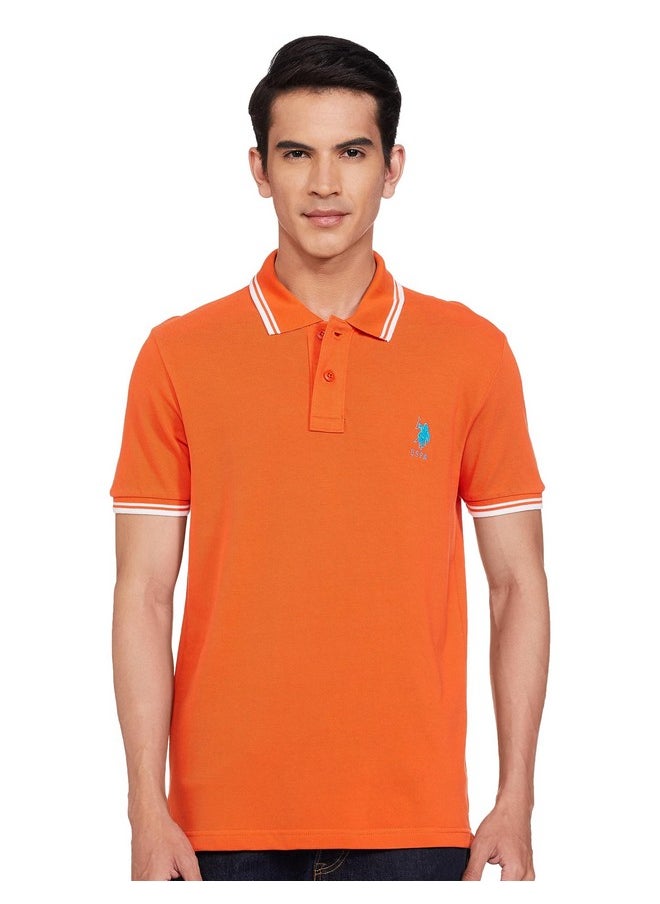 U.S. POLO ASSN. Mens Half SLLEEVE Polo T-Shirts (USTSHS1540_Orange_XXL)
