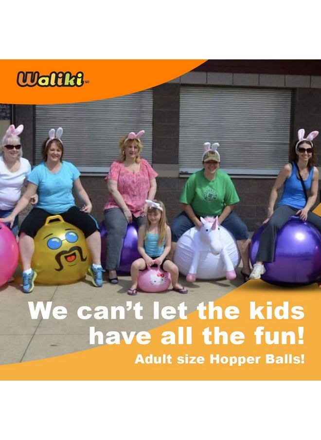 WALIKI Toys Hopper Ball for Adults (Hippity Hop Ball, Hopping Ball, Bouncy Ball with Handles, Sit & Bounce, Space Hopper, Kangaroo Bouncer, Jumping Ball, Transparent Clear)