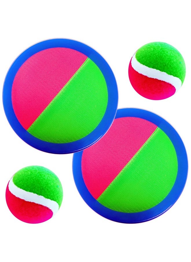 AppleRound Toss and Catch Velcro Ball Set (Hook and Loop), Kids Outdoor Games, Beach Toys, Backyard Sports, Paddle Ball Games (Pack of 2 Paddles and 2 Balls)