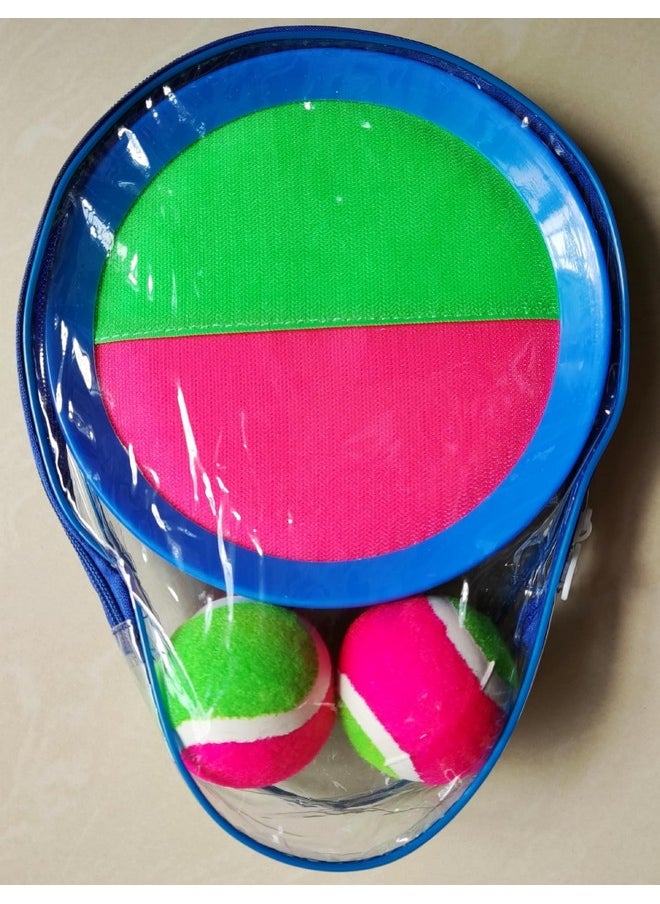 AppleRound Toss and Catch Velcro Ball Set (Hook and Loop), Kids Outdoor Games, Beach Toys, Backyard Sports, Paddle Ball Games (Pack of 2 Paddles and 2 Balls)