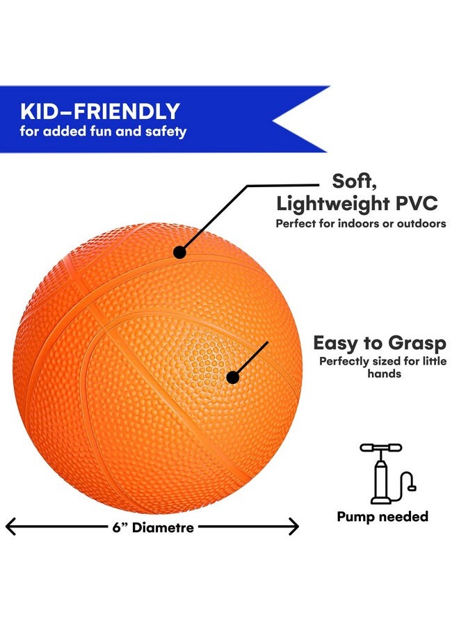 Botabee - Set of 2 Kids Basketball - 6 Inch Mini Rubber Ball for Little Tikes - Toddler Balls for Indoor/Outdoor Play - Ideal Gift Toy for Boys - Lightweight and Soft Replacement Toys (Orange)