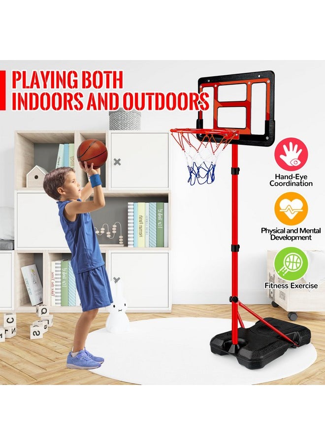 Kids Basketball Hoop with Stand, Adjustable Basketball Set, Toddler Basketball Toys for Boys Age 3 4 5 6 7 8, Indoor Outdoor Backyard Sport Game Gifts