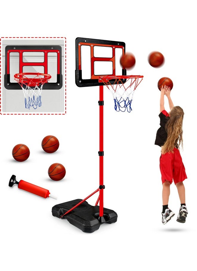 Kids Basketball Hoop with Stand, Adjustable Basketball Set, Toddler Basketball Toys for Boys Age 3 4 5 6 7 8, Indoor Outdoor Backyard Sport Game Gifts
