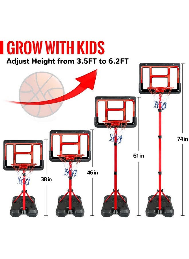 Kids Basketball Hoop with Stand, Adjustable Basketball Set, Toddler Basketball Toys for Boys Age 3 4 5 6 7 8, Indoor Outdoor Backyard Sport Game Gifts