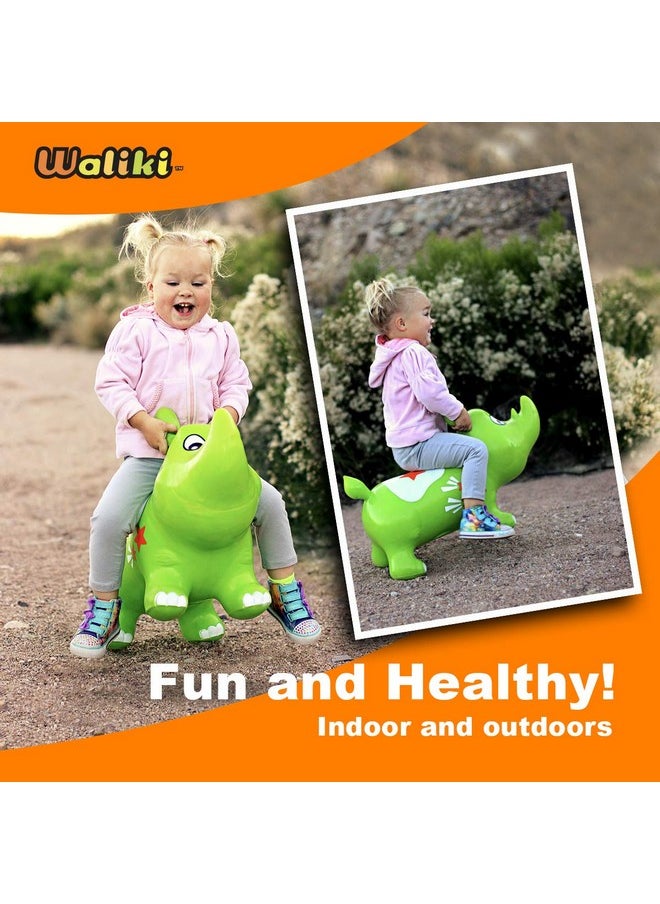 WALIKI Bouncy Horse Kent The Rhino Inflatable Horse Hopper (for Toddlers 2-5, Jumping Horse, Ride-on Bouncy Animal)