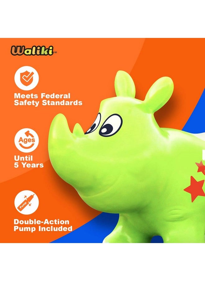 WALIKI Bouncy Horse Kent The Rhino Inflatable Horse Hopper (for Toddlers 2-5, Jumping Horse, Ride-on Bouncy Animal)