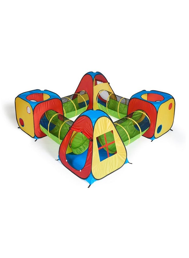 UTEX 8 in 1 Pop Up Children Play Tent House with 4 Tunnel, 4 Tents for Boys, Girls, Babies and Toddlers for Indoor and Outdoor Use