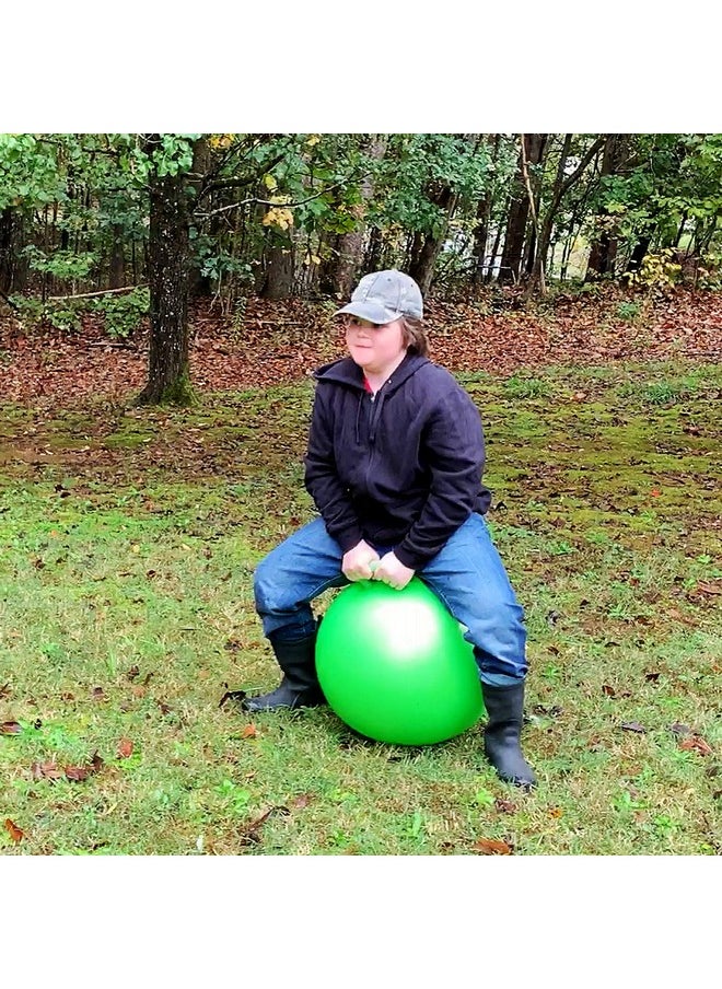 AppleRound Space Hopper Ball with Air Pump, 18in/45cm Diameter for Age 3-6, Kangaroo Bouncer, Hippity Hoppity Hop Ball for Children, Plain Color (Green)