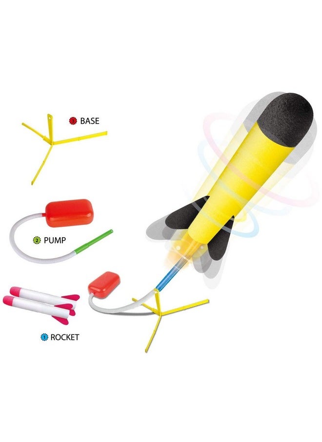 Play22 Toy Rocket Launcher for Kids Shoots Up to 100+ Feet - Play Launch Rocket Includes 6 Foam Rockets, 3 Colors - Best Birthday Gift for Boys and Girls Fun Outdoor Toys for Kids Age 3+ Years