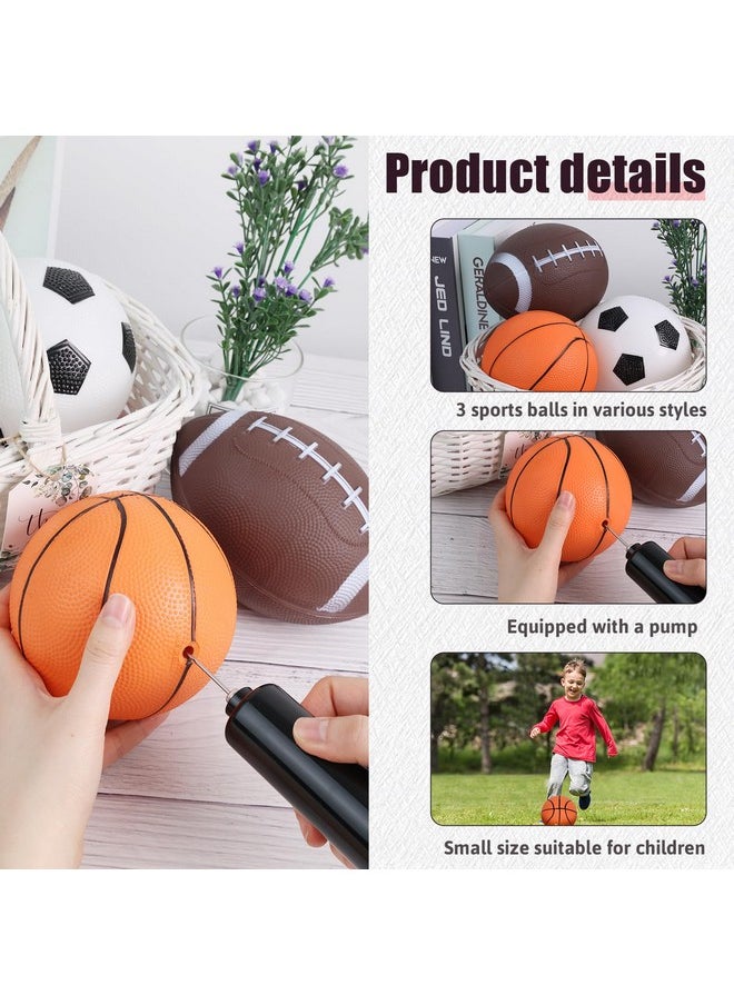 Shindel Sports Balls for Kids and Toddlers, 5 Inches Sports Balls with Hand Pump Includes Toddlers Football, Basketball, Playground Balls, for Indoor & Outdoor Play