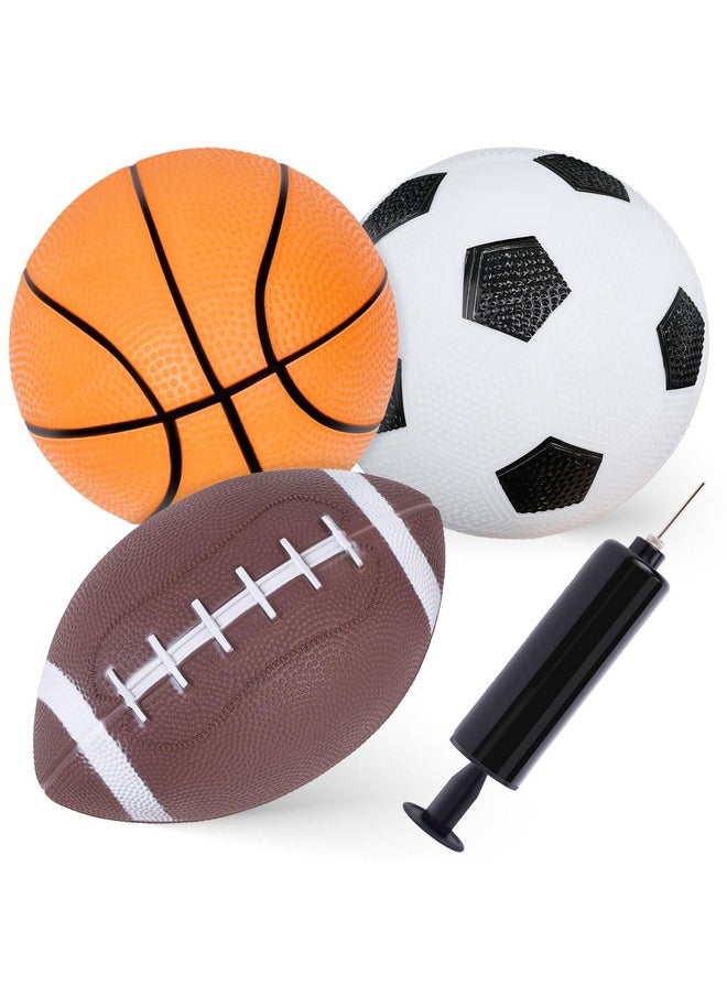 Shindel Sports Balls for Kids and Toddlers, 5 Inches Sports Balls with Hand Pump Includes Toddlers Football, Basketball, Playground Balls, for Indoor & Outdoor Play
