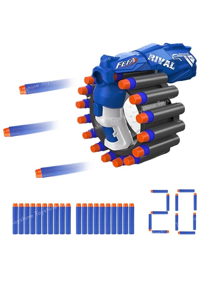 Toyshine Soft Foam Bullet Blaster Toy Gun with 20 EVA Soft Bullets & Wrist Blasting Bracelet Target Shooting Game Toy with Range Upto 60ft for Kids Boys Girls 6+, Blue
