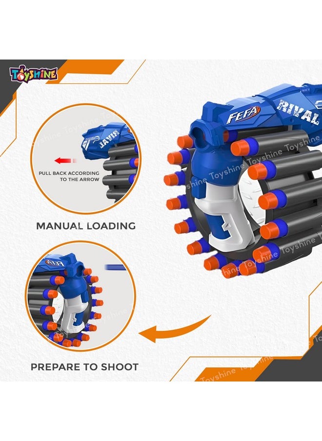 Toyshine Soft Foam Bullet Blaster Toy Gun with 20 EVA Soft Bullets & Wrist Blasting Bracelet Target Shooting Game Toy with Range Upto 60ft for Kids Boys Girls 6+, Blue
