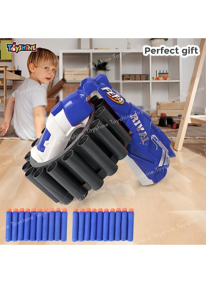 Toyshine Soft Foam Bullet Blaster Toy Gun with 20 EVA Soft Bullets & Wrist Blasting Bracelet Target Shooting Game Toy with Range Upto 60ft for Kids Boys Girls 6+, Blue