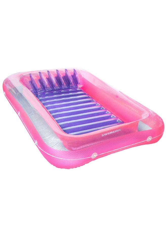 SWIMLINE ORIGINAL Suntan Tub 1-PACK Classic Inflatable Tanning Float Floating Lounge | Pink Personal Tan Pool Hybrid Lounger | Adjustable Pillow | Fill With Water | Reflective Tanning Design