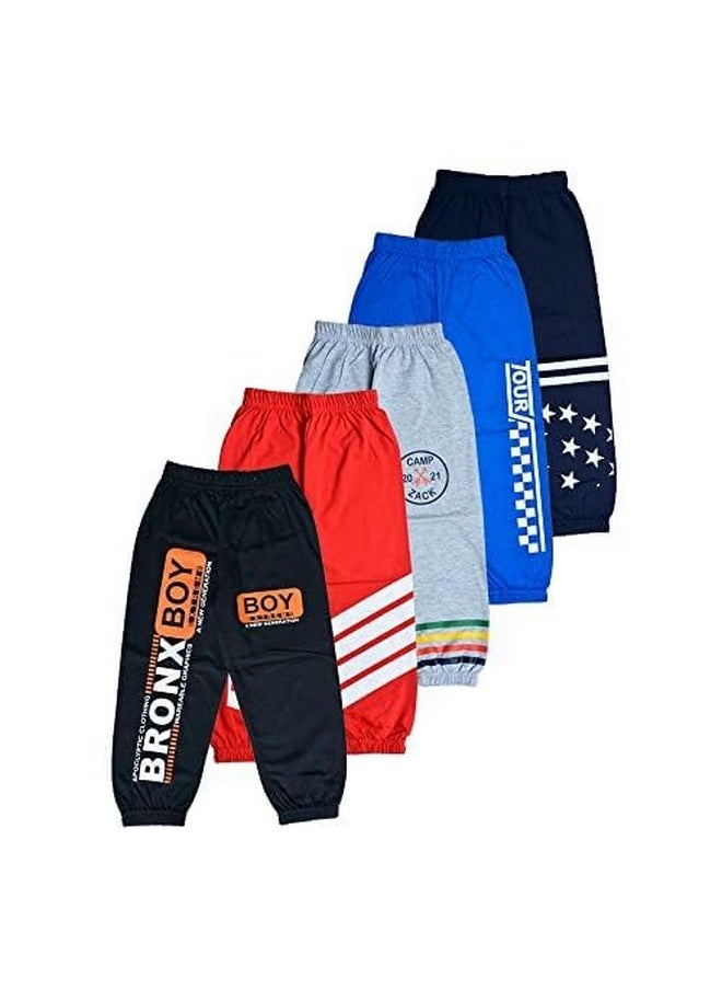 T2F Relaxed Boy's Printed Track Pants (Pack of 5) (Bystrk22_Multicolor_9-10 Years) - Relaxed