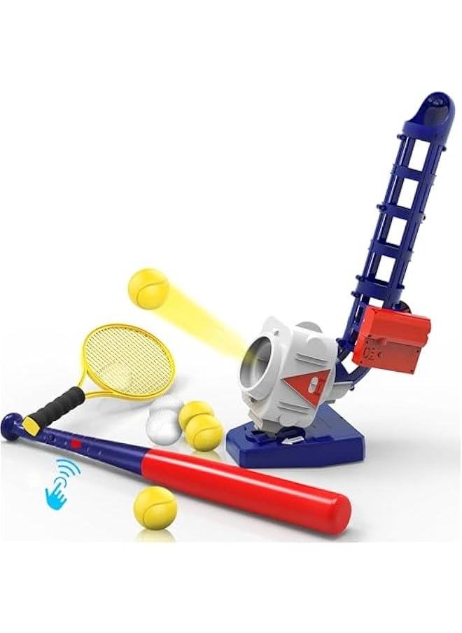 Kids Pitching Machine Toys, 2 in 1 RC Baseball Tennis Pitcher, Auto Ball Launcher Bat, Boys Outdoor Outside Sports Backyard Game, Birthday Gift 5 6 7 8 10 12 Yr Youth-Unassembled