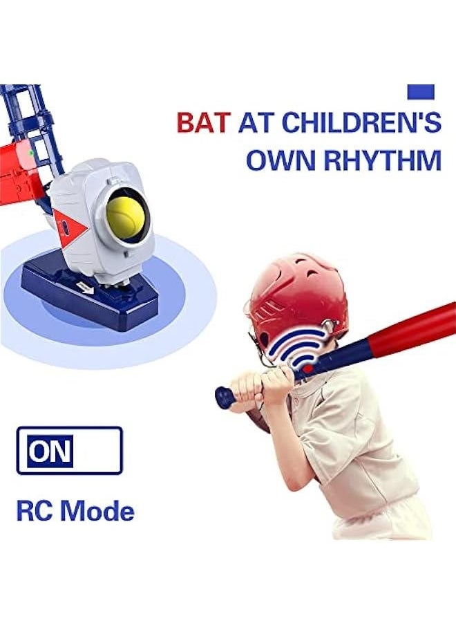 Kids Pitching Machine Toys, 2 in 1 RC Baseball Tennis Pitcher, Auto Ball Launcher Bat, Boys Outdoor Outside Sports Backyard Game, Birthday Gift 5 6 7 8 10 12 Yr Youth-Unassembled