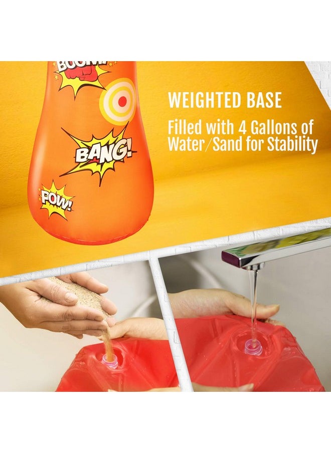 Novelty Place Kid's Inflatable Punching Bag - 4 Feet Tall Free Standing Buddy - Hit & Bounce Back Air Bop Toy Fun for All Ages Boys Girls Fitness & Stress Relief