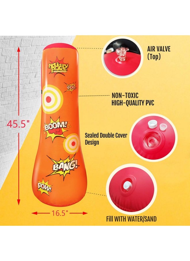 Novelty Place Kid's Inflatable Punching Bag - 4 Feet Tall Free Standing Buddy - Hit & Bounce Back Air Bop Toy Fun for All Ages Boys Girls Fitness & Stress Relief