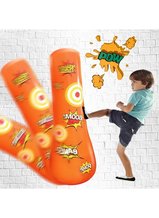Novelty Place Kid's Inflatable Punching Bag - 4 Feet Tall Free Standing Buddy - Hit & Bounce Back Air Bop Toy Fun for All Ages Boys Girls Fitness & Stress Relief