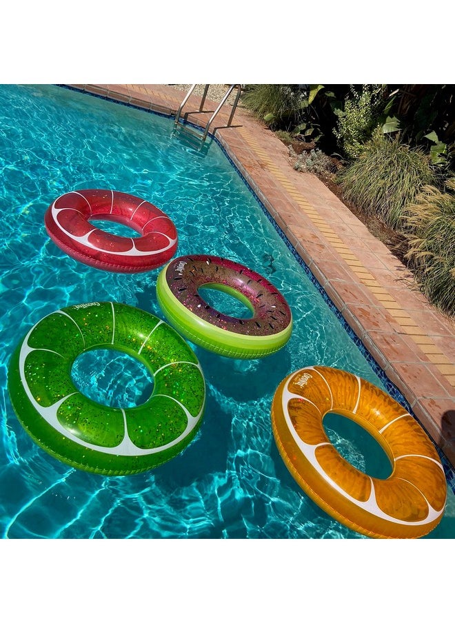 CocoNut Float Tangerine Orange Glitter Pool Float - Inflatable Ring Float - Durable Long Lasting 3.5 Foot Lounge Tube and Water Toy - Colorful Decoration for Summer Parties, Events - Ages 8+ Years