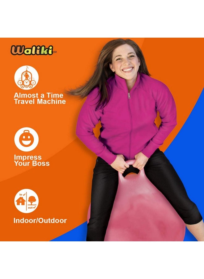 WALIKI TOYS Hopper Ball For Adults (Hippity Hop Ball, Hopping Ball, Bouncy Ball With Handles, Sit & Bounce, Space Hopper, Kangaroo Bouncer, Jumping Ball, 29 Inches, Hurricane Pink, Pump Included)