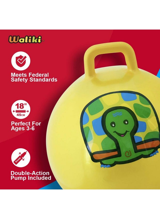 WALIKI Hopper Jumping Ball for Kids Ages 3-6 | 18” Outdoor Toy for Backyard Games & Tag Play | Active Play Ball Yellow