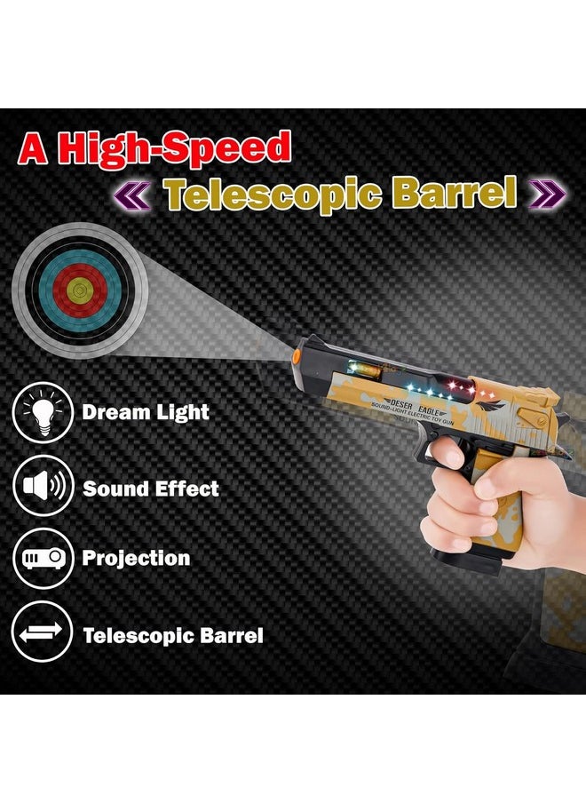Zest 4 Toyz Light and Sound Police Army Style Pistol Gun Toy with Moving Top Loader Telescopic Barrel and Target Projection Effect, Desert Eagle Pistol (Pack of 1) Random Color Dispatch, Assorted