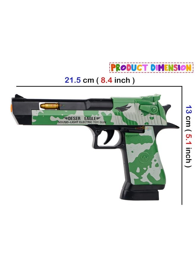 Zest 4 Toyz Light and Sound Police Army Style Pistol Gun Toy with Moving Top Loader Telescopic Barrel and Target Projection Effect, Desert Eagle Pistol (Pack of 1) Random Color Dispatch, Assorted