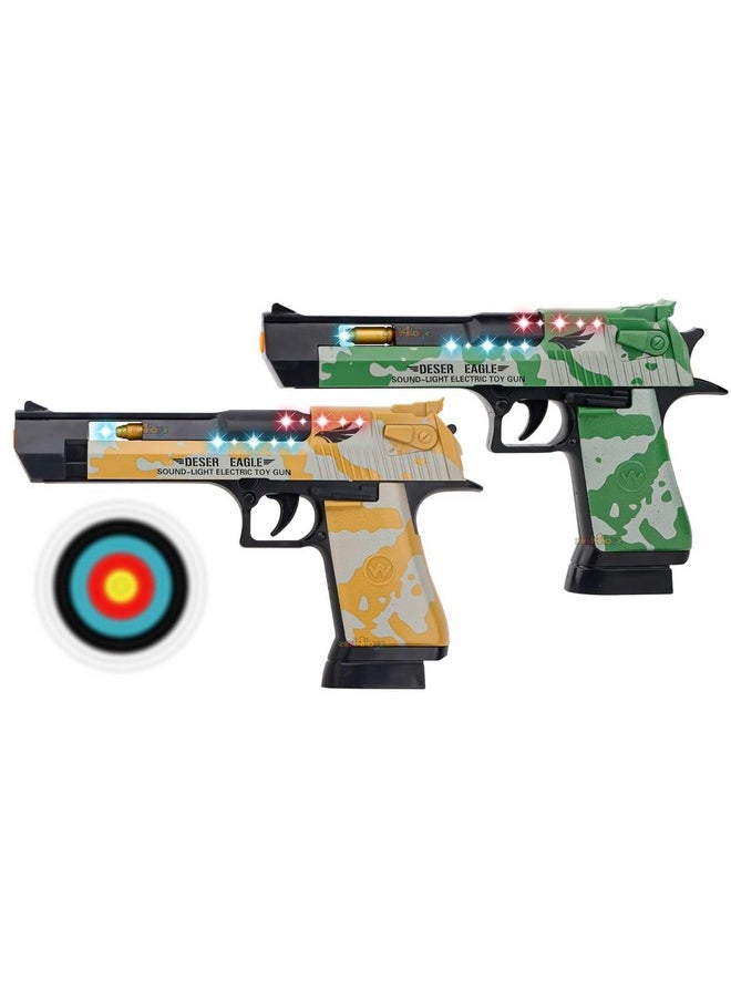 Zest 4 Toyz Light and Sound Police Army Style Pistol Gun Toy with Moving Top Loader Telescopic Barrel and Target Projection Effect, Desert Eagle Pistol (Pack of 1) Random Color Dispatch, Assorted