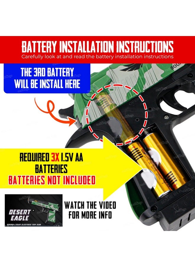 Zest 4 Toyz Light and Sound Police Army Style Pistol Gun Toy with Moving Top Loader Telescopic Barrel and Target Projection Effect, Desert Eagle Pistol (Pack of 1) Random Color Dispatch, Assorted
