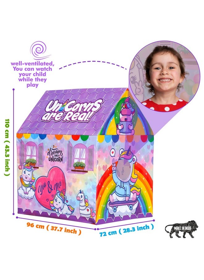 Zest 4 Toyz Unicorn Foldable Tent House for Girls Kids 5 +Yrs Hut Style Tent House for Girls-Size-110 cm,Pink, Tent House Theme