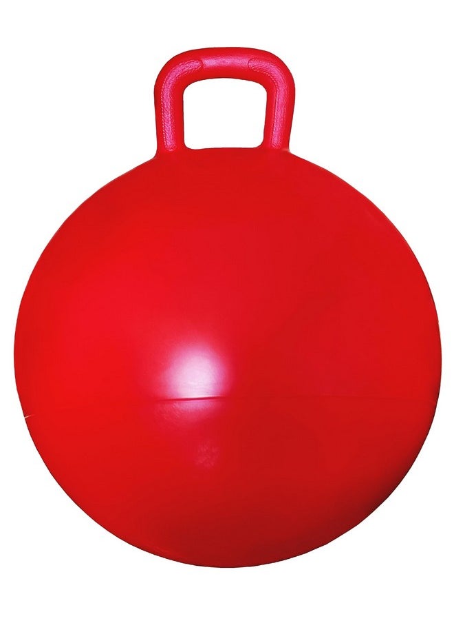 AppleRound Space Hopper Ball with Air Pump: 22in/55cm Diameter for Age 10-12, Kangaroo Bouncer, Hippity Hoppity Hop Ball for Taller Children, Plain Color (Red)