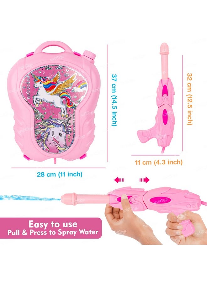 Zest 4 Toyz Holi Pichkari Water Gun for Kids Boy Girl Powerful High Pressure Tank Spray with 100 Balloon, Unicorn (Classic Tank)