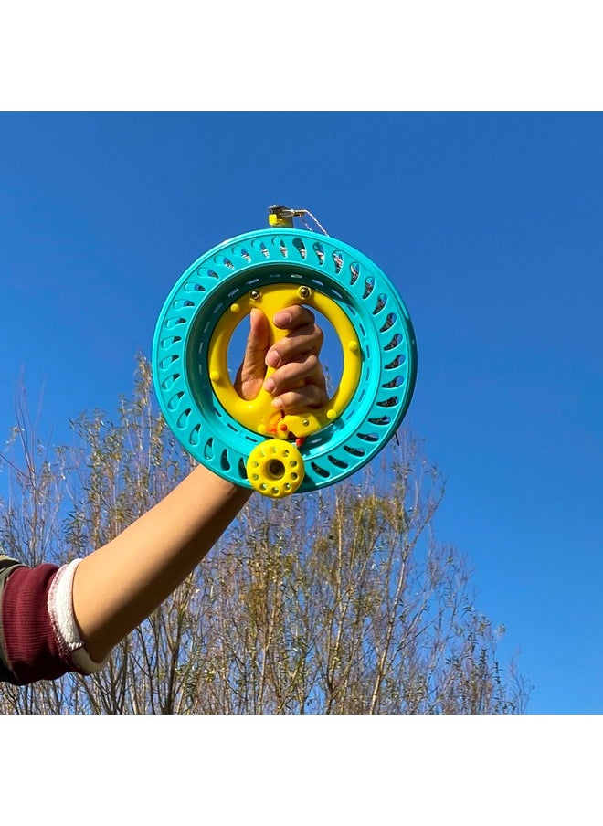 emma kites 8.7in Lockable Kite Reel Winder with 500Ft 120Lb Dacron Kite Line Smooth Rotation for Single Line Kite Flying Inflatable Delta Octopus Kites