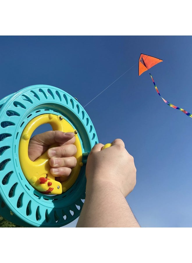 emma kites 8.7in Lockable Kite Reel Winder with 500Ft 120Lb Dacron Kite Line Smooth Rotation for Single Line Kite Flying Inflatable Delta Octopus Kites