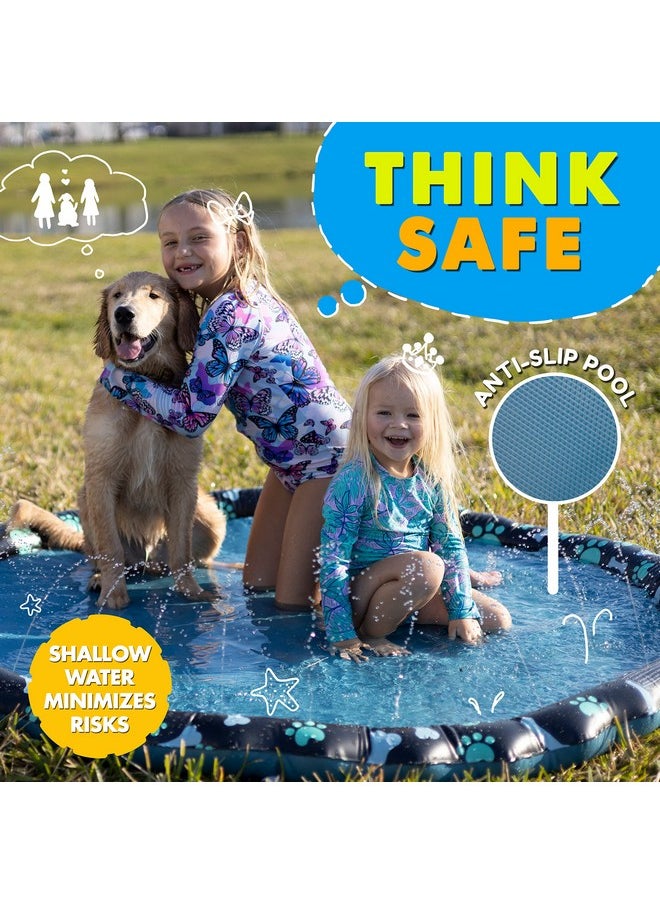 SplashEZ Non Slip Splash Pad for Kids & Dogs, 69’’ Extra Large Splash Pad Sprinkler for Kids, Dog Water Summer Toys - Great Outdoor Toys for Toddlers 1-3 and Kids Ages 4-8, Baby Pool for Backyard