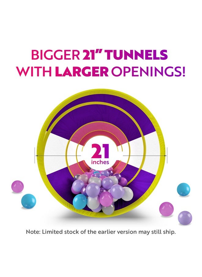 Playz 5pc Kids Princess Play Tent, Ball Pit with Basketball Hoop & Kids Play Tunnel for Toddlers, Babies, Kids, Girls & Boys Indoor & Outdoor Pop Up Playhouse Bundle with Bag, Yellow, Pink & Purple