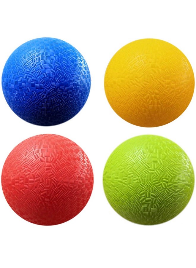 AppleRound 8.5-inch Dodgeball Playground Balls, Pack of 4 Balls with 1 Pump, Official Size for Dodge Ball, Handball, Camps and Schools (Multicolor)