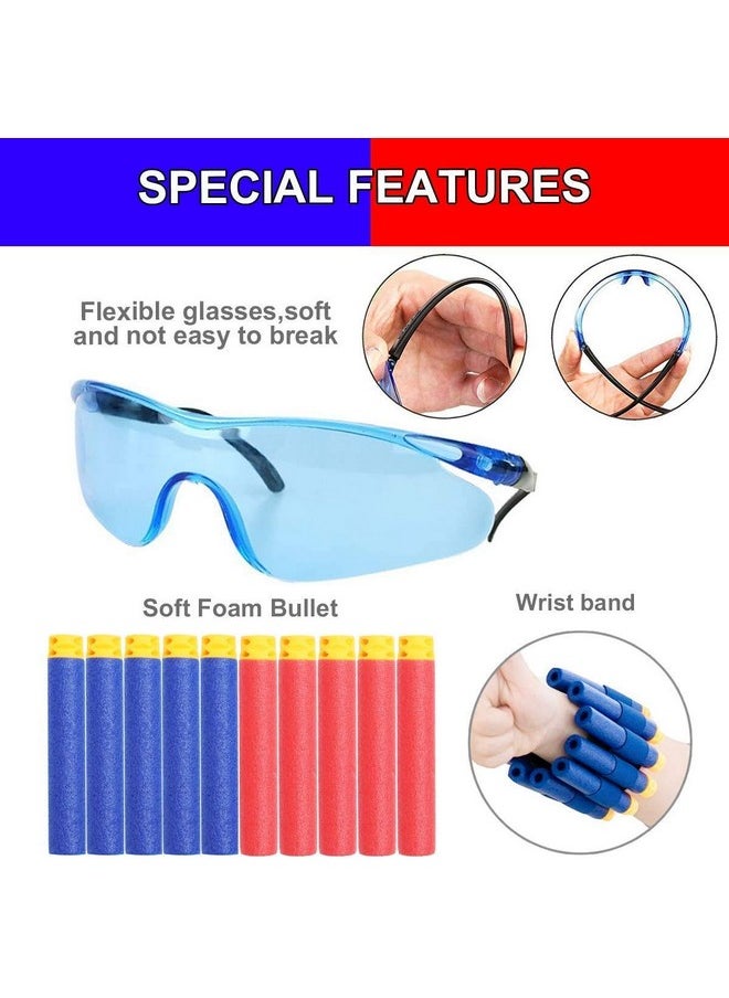 POKONBOY Party Supplies Compatible with Nerf Guns, 10 Sets Kids Blaster Guns Birthday Party Favors Accessories with Face Mask, Refill Darts, Tactical Glasses and Wrist Bands for Two Teams