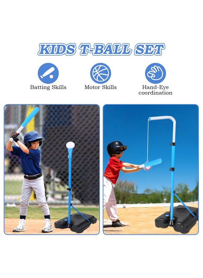 4 in 1 Kids Basketball Hoop, Basketball Hoop for Kids with Dart Board & T Ball Set & Hanging Baseball Basketball Toys Indoor & Outdoor Toddler Boy Toys Birthday Gifts for Boys Girls Ages 3+