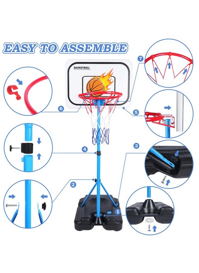 4 in 1 Kids Basketball Hoop, Basketball Hoop for Kids with Dart Board & T Ball Set & Hanging Baseball Basketball Toys Indoor & Outdoor Toddler Boy Toys Birthday Gifts for Boys Girls Ages 3+