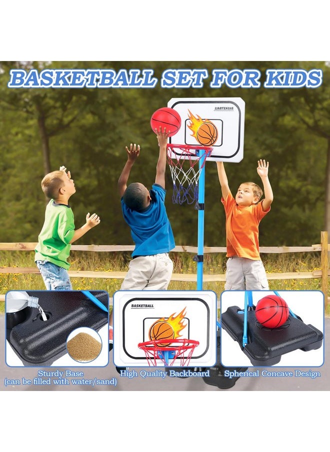 4 in 1 Kids Basketball Hoop, Basketball Hoop for Kids with Dart Board & T Ball Set & Hanging Baseball Basketball Toys Indoor & Outdoor Toddler Boy Toys Birthday Gifts for Boys Girls Ages 3+
