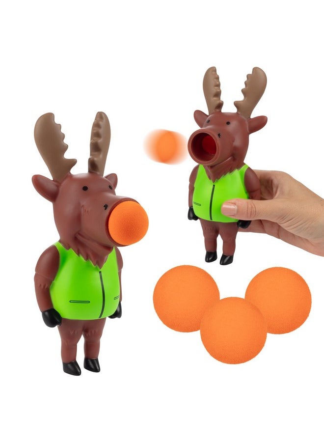 Hog Wild Moose Ball Popper Toy - Christmas Stocking Stuffer Includes 4 Soft Foam Balls - Squeeze to Pop Air Powered Balls Up to 20 Feet - Safe for Indoor/Outdoor Play - Gift for Kids, Girls, Boys