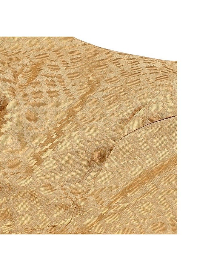 Studio Shringaar Women's Readymade Brocade Elbow Length Sleeves Saree Blouse (Gold, 46)