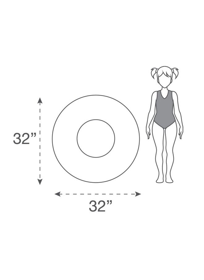 Rae Dunn x CocoNut Float Junior Ring Float - Keep Calm and Kick Theme - 32 Inch Inflatable Raft & Durable Water Inner Tube - Stable Ride-On for Summer Parties & Swim Events