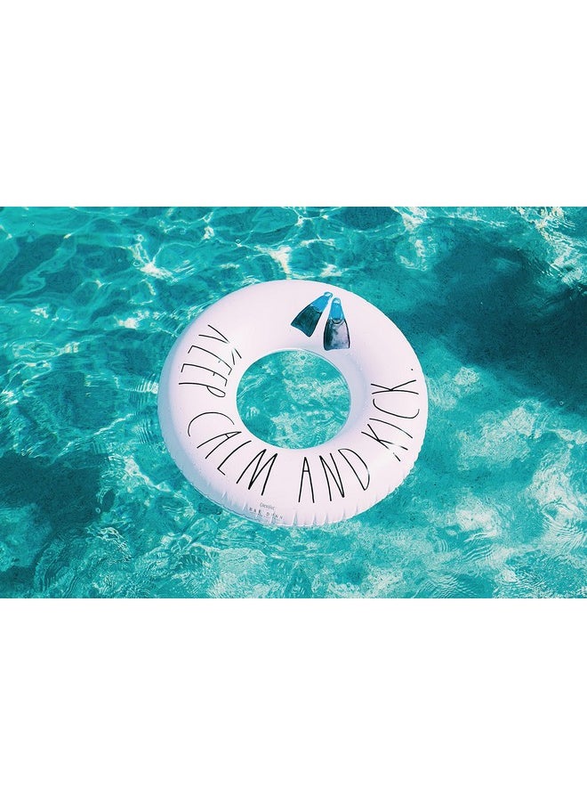 Rae Dunn x CocoNut Float Junior Ring Float - Keep Calm and Kick Theme - 32 Inch Inflatable Raft & Durable Water Inner Tube - Stable Ride-On for Summer Parties & Swim Events